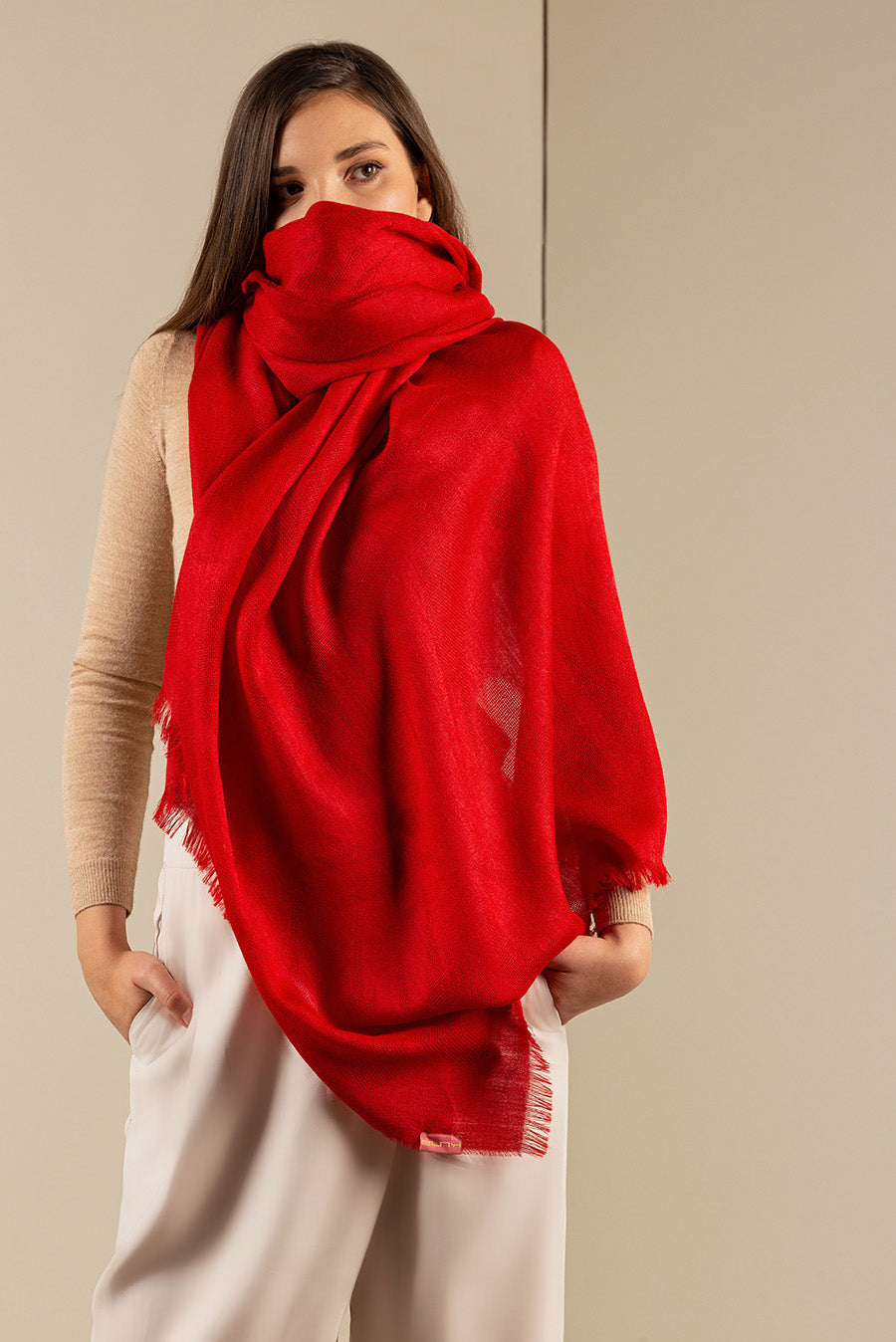 Estola Ups De Baby Alpaca Color Rojo