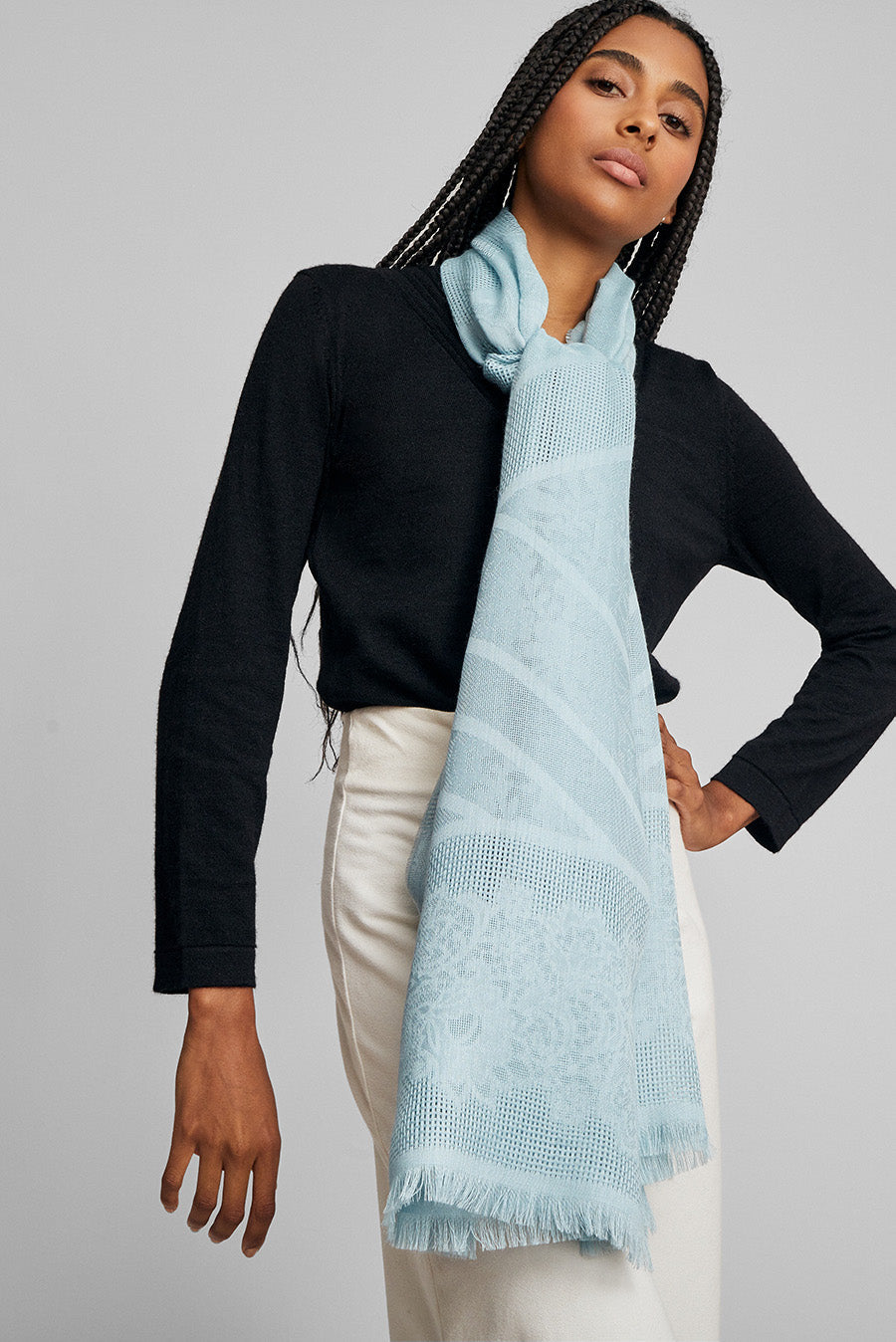 Estola Varsallo De Baby Alpaca Color Baby Blue
