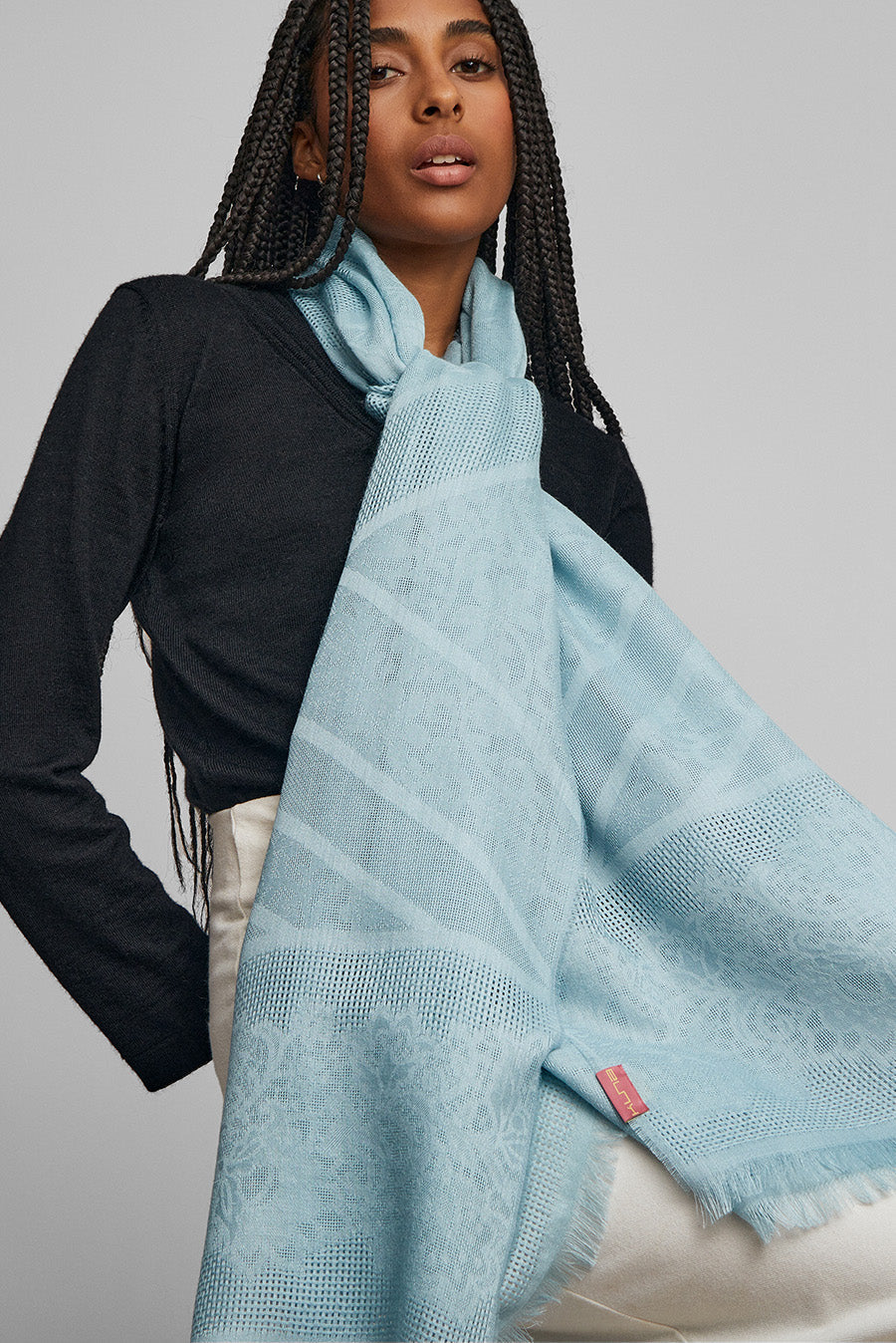 Estola Varsallo De Baby Alpaca Color Baby Blue