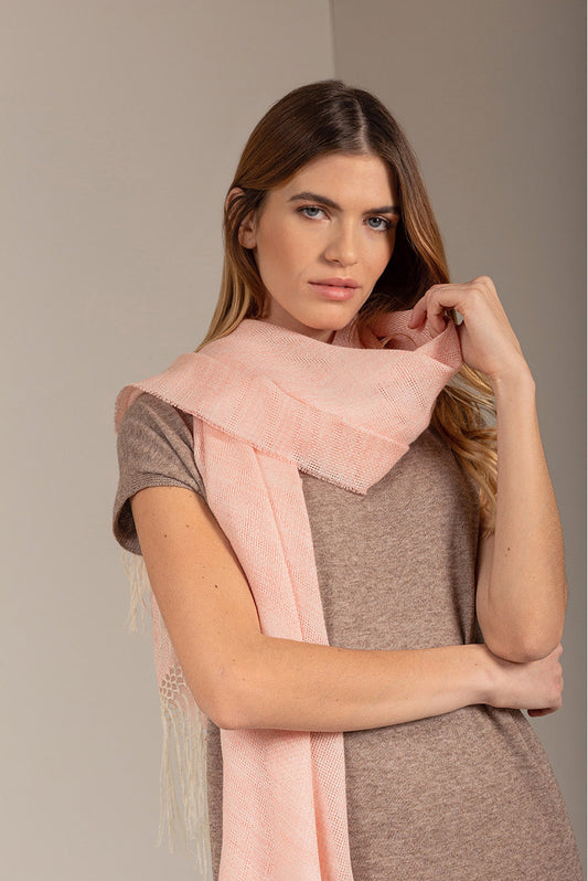 Estola Ultramarino De Baby Alpaca Color Rosado Claro