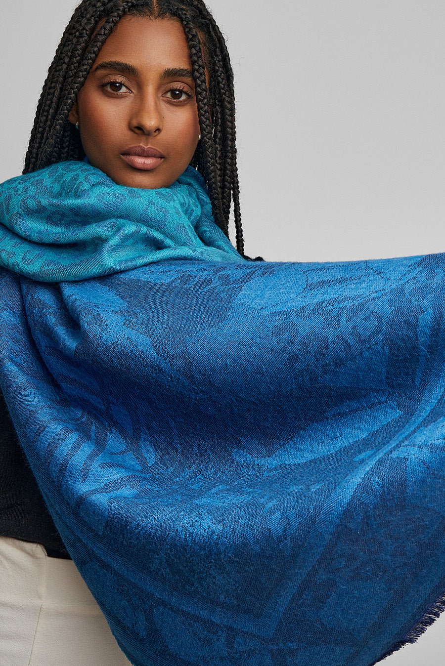 Estola Wuttenberg De Baby Alpaca & Seda Color Azul