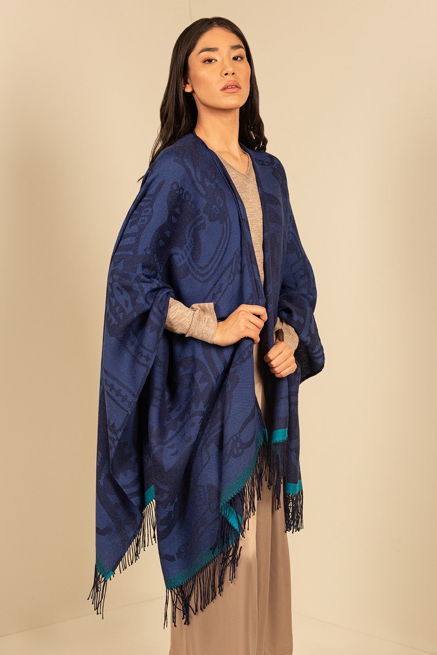 Nazca Cape - 45 Royal Alpaca Blue Color