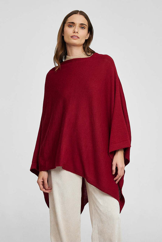 Poncho Almendra De Baby Alpaca Color Rumba