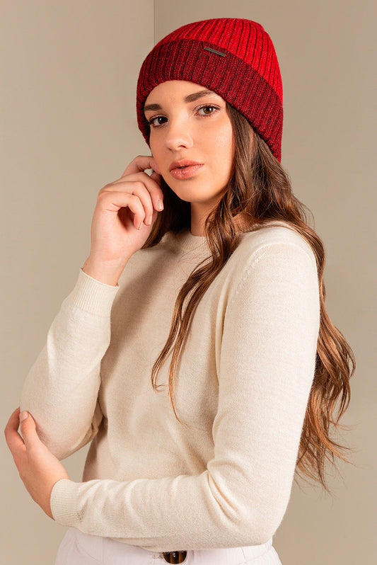 Gorro Faida De Baby Alpaca Color China & Rosso