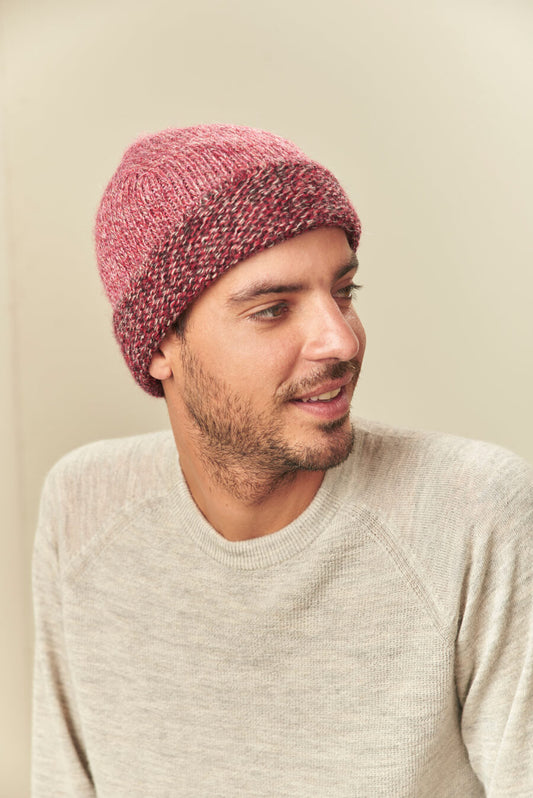 Gorro Undo De Baby Alpaca Color Pinot & Rosered