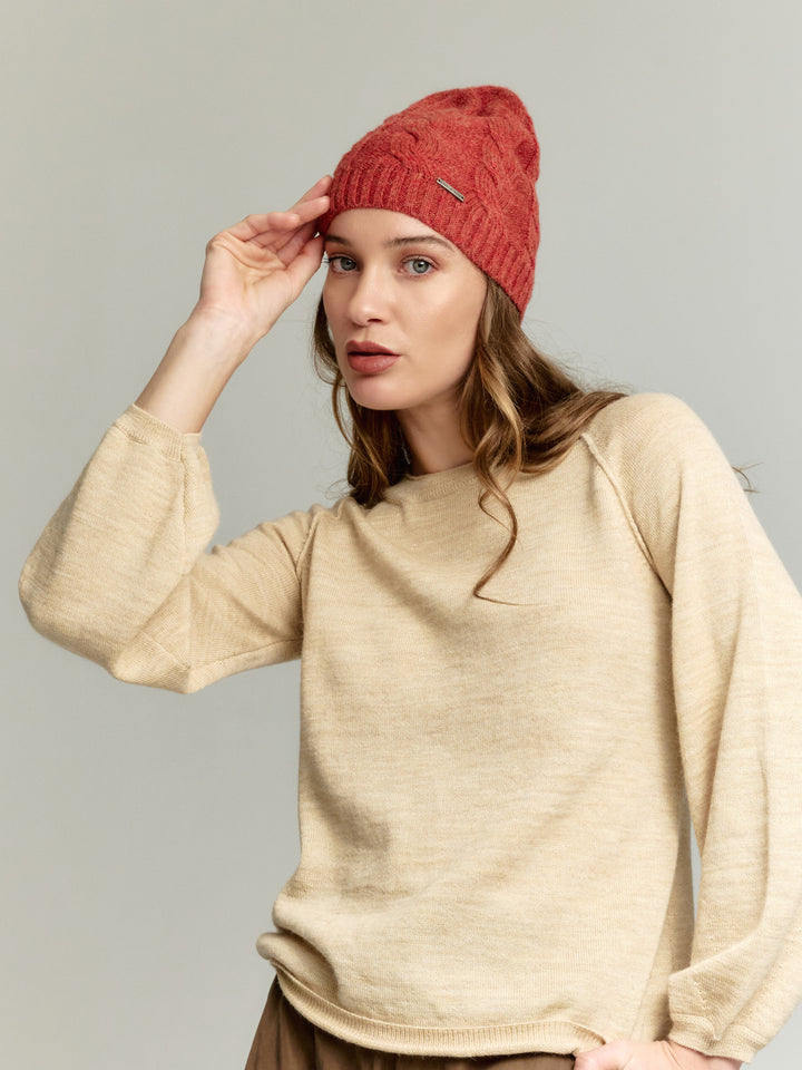Gorro Yarela De Baby Alpaca Color Naranja