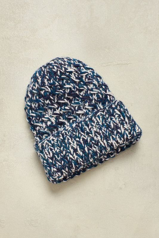 Gorro Huascarán 1 De Alpaca Color Turqueza & Azul & Blanco