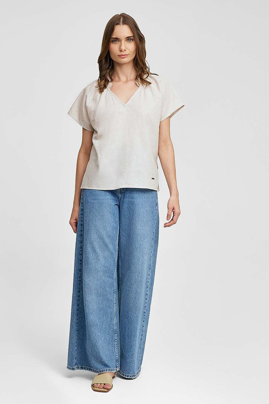 Blusa Wonka De Lino Color Crema