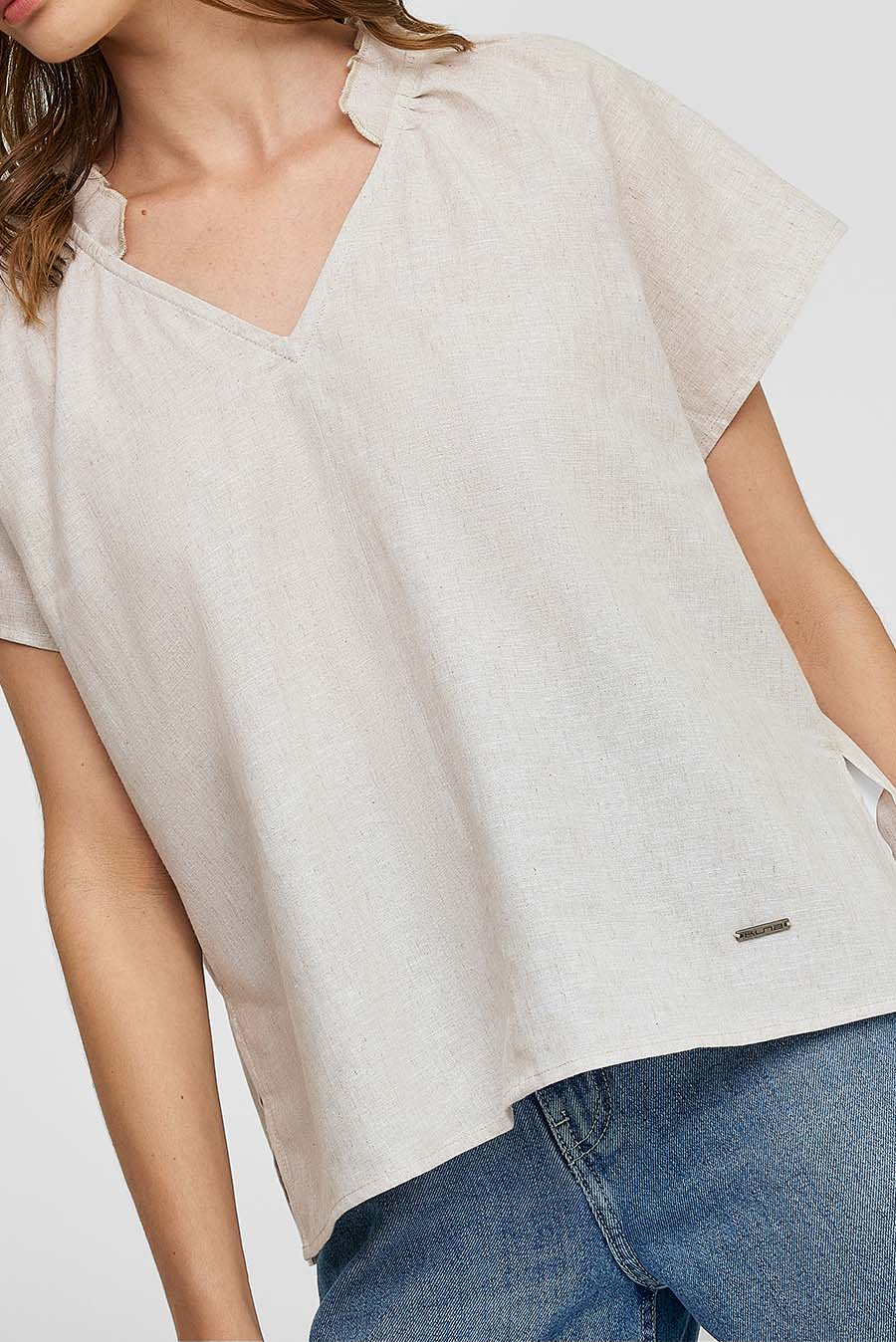Blusa Wonka De Lino Color Crema