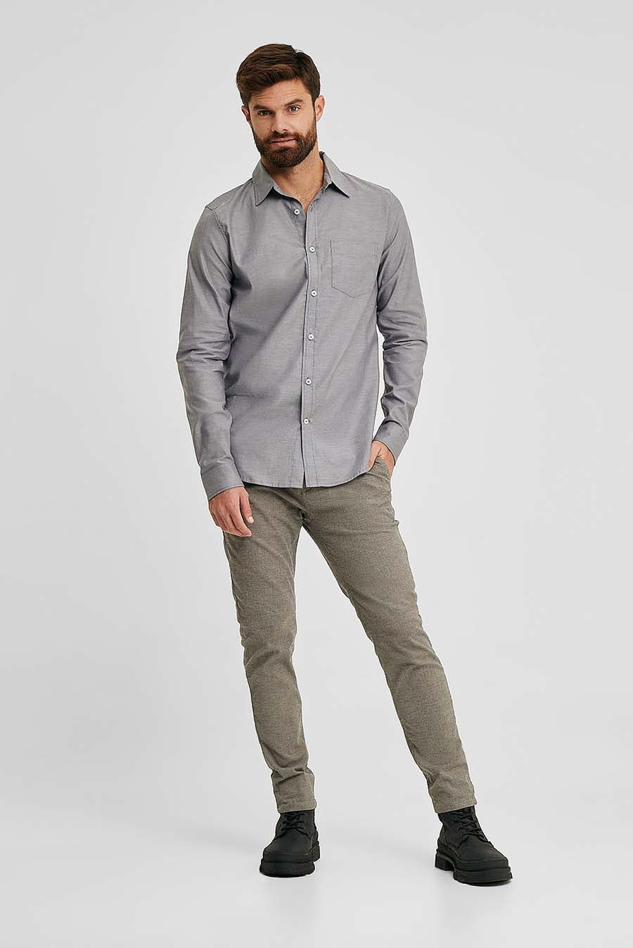 Camisa Waldo De Algodón Color Gris Claro