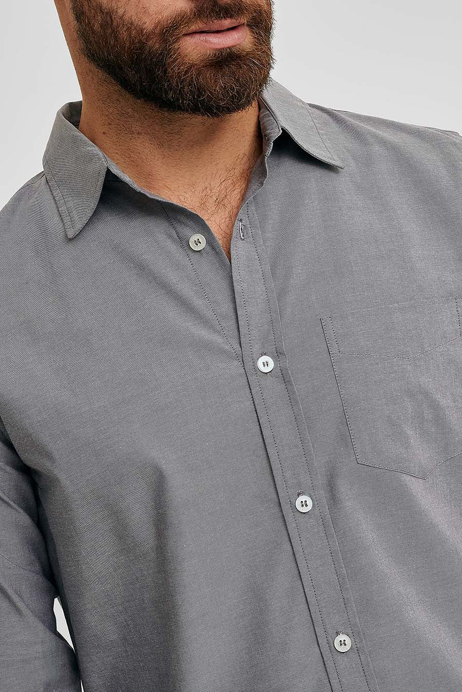 Camisa Waldo De Algodón Color Gris Claro