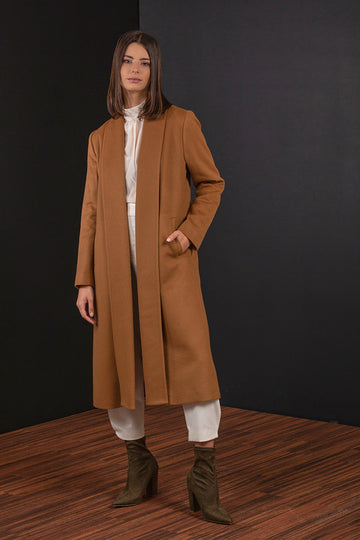 Abrigo Long Swing - Vicuña De Vicuña Color Camel