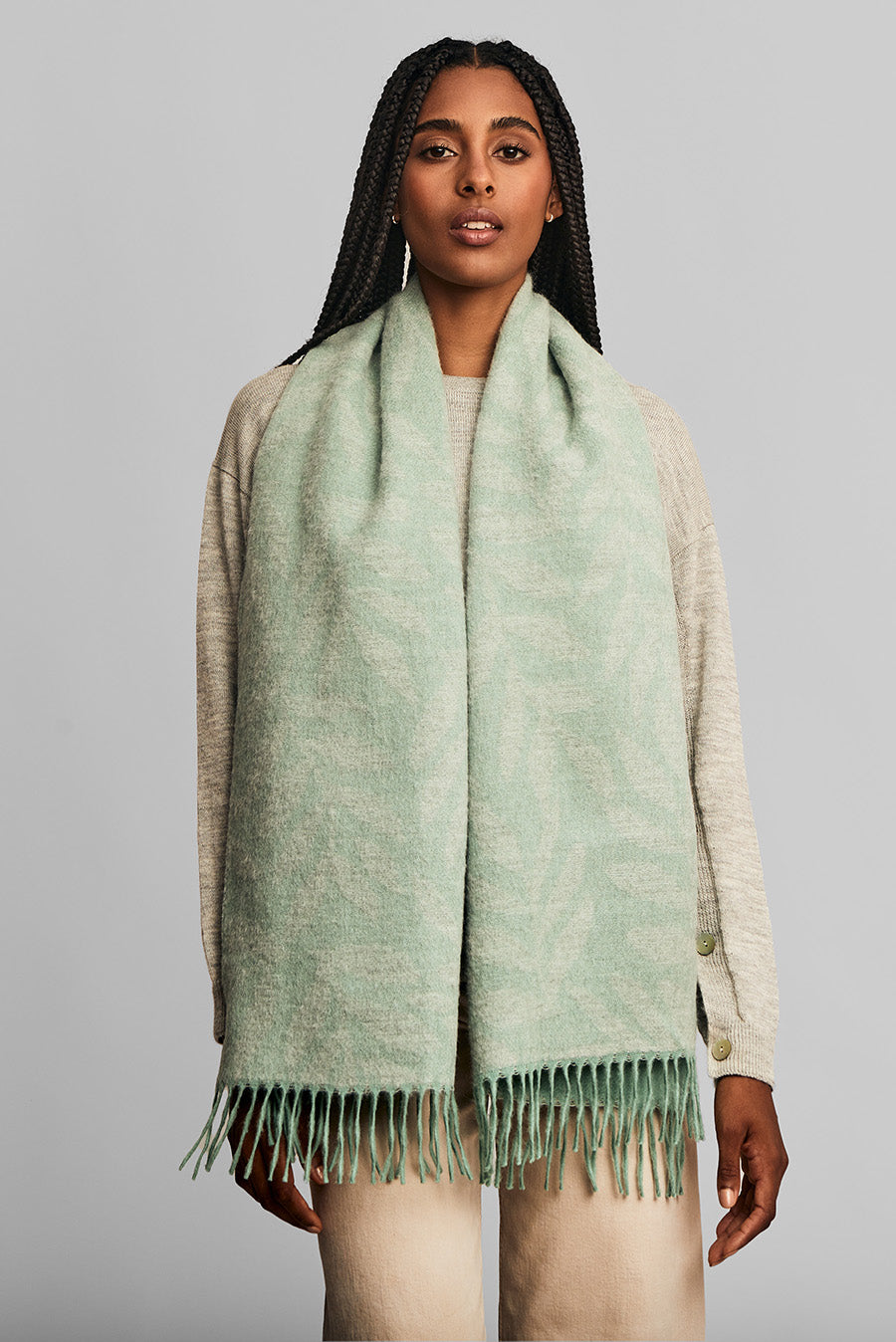Estola Weinko De Baby Alpaca Color Verde Agua