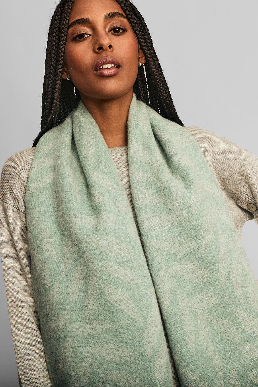 Estola Weinko De Baby Alpaca Color Verde Agua